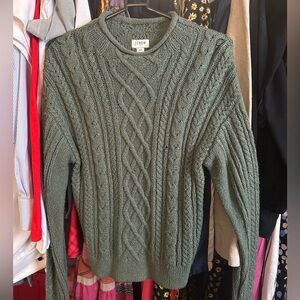 J. Crew Women's Olive Cable Knit Sweater